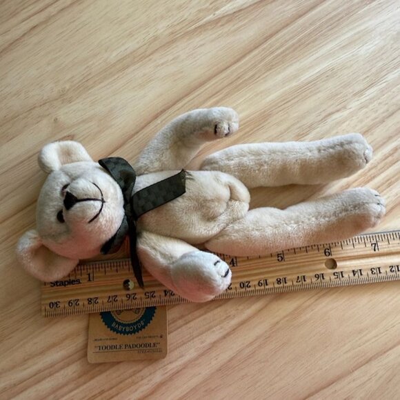 Vtg 90s Boyds Bear Toodle PaDoodle 517010-03 Ivory W/ Tags Green Ribbon 7" Joint - Picture 5 of 6